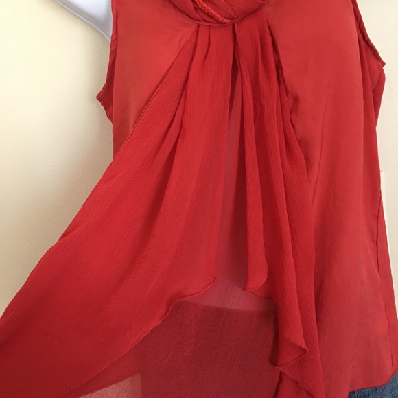 A Diva Coral Red Sleeveless Top Sz Medium - Picture 3 of 8